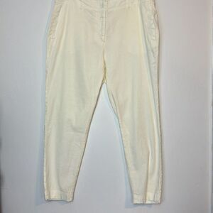 Poetry Cream Slim Cut Linen Cotton Blend Pants 14 NWT